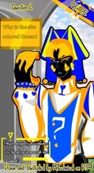 black_body blue_eyes blue_hat gold_earrings gold_hair hansel_the_questioneer oc questions_and_answers sfw