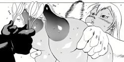 1boy 1girls 2d areola areolae asian asian_female big_ass big_breasts breast_grab breast_pull breast_squish breastplay breasts breasts_bigger_than_head breasts_out brown_body brown_skin bursting_breasts busty cleavage comic_page comic_panel dark-skinned_female dark_skin digital_drawing_(artwork) digital_media digital_media_(artwork) eiden eyes female fondling_breast gg_quatre gigantic_breasts gri_gri grinis_quatre_gricom hair hips huge_breasts larger_female legs light-skinned_male light_brown_body light_skin lips long_hair male male/female mature mature_female naked nipple_play nipples nude nude_female nude_male purple_eyes red_lips straight sucking_nipples thick thick_legs thick_thighs thighs top_heavy topless topless_female upper_body voluptuous white_hair wide_hips wide_thighs