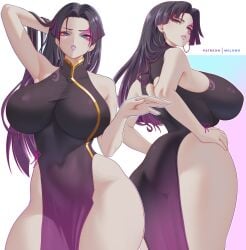 1girls 2d bare_arms bare_legs bare_shoulders bare_thighs big_breasts blue_eyes breasts clothed clothed_female clothing color dress female female_focus female_only front_view hi_res high_quality high_resolution highres hourglass_figure huge_breasts large_breasts light-skinned_female light_skin long_hair looking_at_viewer marvel marvel_comics marvel_rivals melowh multiple_views psylocke psylocke_(marvel_rivals) purple_hair side_view sideboob solo solo_female thick_thighs vengeance_psylocke