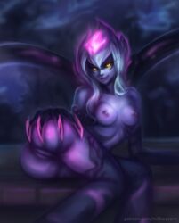 areolae ass breasts evelynn female female_only league_of_legends looking_at_viewer milkwyvern nipples pussy solo succubus