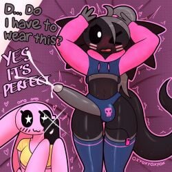 1:1 2024 :3 ahoge amphibian anthro artist_name axolotl bedding bedding_background big_penis biped black_body black_sclera black_tail blush bodily_fluids breasts clothed clothing cum cumshot dialogue digital_drawing_(artwork) digital_media_(artwork) duo ejaculation electronics english_text eyelashes featureless_hands female genital_fluids genitals grey_hair hair heart_symbol hi_res holding_object lagomorph legwear leporid licorice_(oxyoxyoxyox) lying male mammal marine marshmallow_(oxyoxyoxyox) meme meme_clothing mole_salamander monotone_body motion_lines navel on_back one_eye_closed onomatopoeia open_mouth outline oxyoxyoxyox paggi_outfit penis phone pink_body rabbit salamander sex_toy smile solo_focus sound_effects star_eyes sweat tail text thick_thighs topwear underwear white_eyes wide_hips