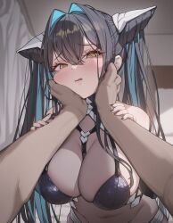 0xcarnation black_hair breasts female grabbing_face holding_face huge_breasts tagme