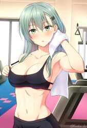 1girls :o areola_slip areolae_slip bare_armpits bare_arms bare_belly bare_chest bare_hands bare_midriff bare_navel bare_shoulders bare_skin belly belly_button black_sports_bra blush blush_face blushing_female blushing_lines breasts busty busty_female busty_girl cleavage collarbone digital digital_art digital_drawing digital_drawing_(artwork) digital_media digital_media_(artwork) elbows exposed_armpits exposed_arms exposed_belly exposed_chest exposed_midriff exposed_navel exposed_shoulders exposed_skin eyebrows_visible_through_hair female female_focus female_only fingers green_eyes green_eyes_female green_hair green_hair_female hair_between_eyes hair_clip hairclip head_tilt high_resolution highres indoor indoors kanden_sky kantai_collection large_breasts lean_figure long_hair looking_at_viewer midriff narrow_waist navel open_mouth parted_lips ribs shoulders slender_body slender_waist slim_waist solo sports_bra standing suzuya_(kantai_collection) sweat sweatdrop sweating sweaty sweaty_armpit sweaty_armpits sweaty_belly sweaty_body sweaty_breasts sweaty_chest sweaty_face sweaty_female tilted_head upper_body