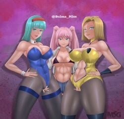 abs android_18 big_breasts bikini_top blonde_hair blue_eyes breasts bulma_(bunny) bulma_briefs bunnysuit commission dragon_ball dragon_ball_z fate_(series) female genshin_impact hand_on_hip harem hitomi_twins imminent_sex jacket long_hair magnificentsexygals massive_breasts multiple_girls oc original_character pale-skinned_female pale_skin pantyhose pink_hair prostitute prostitution pussy_grab sex_slave shorts slave teal_hair thick_thighs thong thong_straps wide_hips