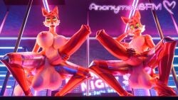 absurd_res animal_genitalia animal_penis animatronic anonymousfm anthro areola balls big_balls big_breasts big_penis breasts canid canine crouching duo equine_genitalia equine_penis erection five_nights_at_freddy's fox foxy_(fnaf) genitals glowing glowing_eyes green_eyes gynomorph hi_res huge_balls huge_breasts huge_cock inside intersex looking_down low-angle_view machine male mammal nipples nude open_mouth penis pole robot scottgames spread_legs spreading stripper_pole tail tongue tongue_out