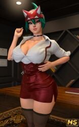 3d ass big_ass big_breasts breasts curvaceous female female_only hagiwara_studio kiriko_(overwatch) kiriko_kamori overwatch solo solo_female tagme thick_thighs