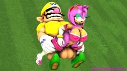 1boy 1girls 3d 3d_(artwork) amy_rose amy_the_bat anthro armwear artist_name balls bottomless bottomless_male breasts cleavage clothing crossover duo eyelashes facial_hair fat fat_male female furry furry_female genitals gloves grass hands_on_legs hat human human_male human_on_anthro interspecies legwear light_skin light_skinned_male lying_on_back male male/female mammal mario_(series) mature mature_anthro mature_female mature_male mustache nintendo novaneptune4 obese obese_male outdoors overweight overweight_male penis penis_in_pussy pink_fur pussy rouge_the_bat_(cosplay) sega sex sonic_(series) sonic_the_hedgehog_(series) straight straight_sex testicles wario white_gloves yellow_hat yellow_shirt