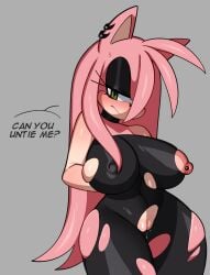 amy_rose female fiinel goth_girl long_hair piercing torn_dress wardrobe_malfunction