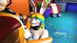 duo fan_character female five_nights_at_freddy's five_nights_at_freddy's:_security_breach genitals glamrock_freddy hair handjob male male/female married_couple multicolored_eyes multicolored_hair penile penis rainbow_eyes rainbow_hair scott_cawthon scottgames sex steel_wool_studios valeferry_official