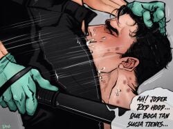 2boys 2d 2d_(artwork) all_the_way_to_the_base batman_(series) blowjob closed_eyes cum cum_in_mouth cum_inside cumming cumming_in_mouth dc dc_comics deep_penetration deepthroat dick_grayson face_fucking facefuck fellatio forced forced_oral gay grabbing grabbing_head high_resolution highres irrumatio jason_todd justthemeat/meat2go male male/male male_penetrating mouth_full_of_cock nightwing no_visible_genitalia nonconsensual oral oral_penetration oral_rape oral_sex orgasm orgasm_from_oral pants_open partially_clothed penis penis_in_mouth pulling_hair rape raped red_hood_(dc) rough_sex spanish_dialogue spanish_text superhero