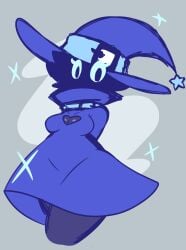 arms_behind_back big_breasts big_thighs blue_clothing blue_eyes blue_hat bluwizard boob_window breasts clothed clothes clothing cute dark_body dark_skin dress eyelashes female glistening_body hidden_face hips humanoid looking_at_viewer sparkles thick_hips thick_thighs thighs wiz_(bluwizard) wizard wizard_hat wizard_robe