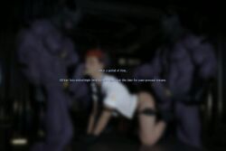 3boys anal blue_skin cigar closed_eyes dialogue english english_text gay homri knife large_penis male male/male mask masked masked_male night_devil_(homri) oral panties penetration pulling_panties red_hair sex smelling_penis spitroast tagme text threesome uniform video yaoi yuta_(homri)