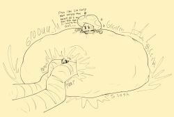 gulpgoon hose hose_in_navel hose_inflation hyper mario_(series) octogoon octoguy45 onomatopoeia sequence sinking_into_flesh text toad_(mario) toadette vore weight_gain
