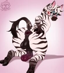 2025 animal_genitalia animal_penis anthro anus artist_logo artist_name ass backsack balls black_balls black_body black_eyebrows black_fur black_hooves black_nose blush blush_lines brown_eyes equid equine equine_genitalia equine_penis eyebrows eyewear eyewear_only flared_penis fur genitals glasses glasses_only gradient_background hair half-erect hand_on_ass hand_on_butt hi_res hooves kneeling logo looking_back male mammal medial_ring multicolored_body multicolored_fur multicolored_hair nude penis pink_background pink_inner_ear puffy_anus round_glasses simple_background solo spread_anus spread_ass spread_butt spreading striped_body striped_fur stripes text two_tone_body two_tone_fur two_tone_hair wearing_glasses white_body white_fur wizzikt zebra