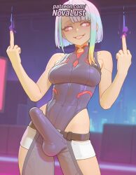 1futa 2025 \m/ ai_generated artist_name bangs blunt_bangs breasts bulge bust chest cock cyberpunk:_edgerunners cyberpunk_2077 dick ejaculation electricity erection finger_gun fire futanari grin heart-shaped_pupils hi_res high_quality high_resolution highres index_finger_raised large_penis lucyna_kushinada middle_finger novalust patreon patreon_username penis pointing pointing_up smile solo stable_diffusion symbol-shaped_pupils testicles watermark