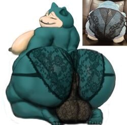 anus ass balls big_butt clothed clothing crossdressing generation_1_pokemon genitals hohohonse lingerie male meme moobs nintendo nipples overweight overweight_male pokemon pokemon_(species) pokemon_only presenting presenting_anus presenting_hindquarters snorlax solo