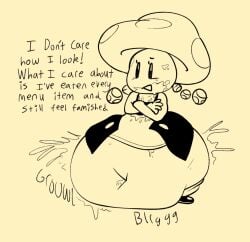 1female 1females 1girls 1woman big_head black_and_yellow black_shoes clothed clothed_female exclamation_point female female_focus female_only female_solo gulpgoon happy_female hyper mario_(series) octogoon octoguy45 onomatopoeia sequence short_female small_female solo_female speech text toadette weight_gain woman woman_focus woman_only woman_solo