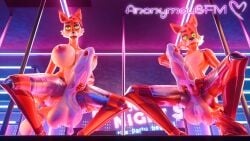 absurd_res animatronic anonymousfm anthro areola balls big_balls big_breasts big_penis bodily_fluids breasts canid canine crouching cum duo erection five_nights_at_freddy's fox foxy_(fnaf) genital_fluids genitals glowing glowing_eyes green_eyes gynomorph hi_res huge_balls huge_breasts huge_cock inside intersex looking_down low-angle_view machine male mammal nipples nude open_mouth penis pole robot scottgames spread_legs spreading stripper_pole tail tongue tongue_out