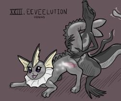 2023 anthro anthro_on_feral dated dregadude duo eeveelution ejaculation female feral frill_(anatomy) futanari generation_1_pokemon generation_7_pokemon hi_res intersex intersex/female nintendo penetration penile penile_penetration penis penis_in_vagina pokemon pokemon_(species) pussy salazzle tail translucent translucent_body vaginal_penetration vaporeon zoophilia