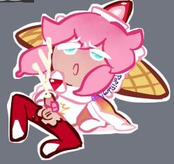 ahe_gao ahegao_face cookie_run cookie_run_kingdom cum cumshot male nonbinary penis pink_hair popipoing strawberry strawberry_crepe_cookie vibrator vibrator_on_penis
