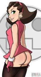 ass avernalascent back_view female mega_man mega_man_legends pants_down pants_pull pants_pulled_down solo tron_bonne