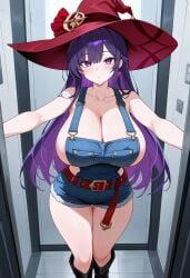 1girls ai_generated big_breasts breasts civitai female huge_breasts light-skinned_female light_skin long_hair massive_breasts overalls overalls_only purple_eyes purple_hair rovian_kirishima yu-gi-oh! yu-gi-oh!_go_rush!!