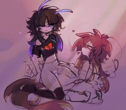 antennae bioluminescence bug clara_(voidedaurora) croptop female fishnets furry futa_with_female girl goat_girl iris_(voidedaurora) riding romantic_couple romantic_sex scene_girl scene_hair soft_lighting voidedaurora