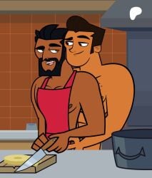 abs arab arab_male arabian bara bara_tiddies bara_tits beard black_beard black_eyebrows black_hair bodybuilder brown_eyebrows brown_eyes brown_hair brown_skin chef chest cooking dark-skinned_male dark_skin diego_(disventure_camp) diego_olivo disventure_camp disventure_camp:_carnival_of_chaos dominant domination duo duo_focus duo_male gay gay_male hairy_chest hairy_male hands_on_hips hands_on_thighs height_difference himbo hunk imminent_penetration imminent_sex kitchen latino latino_male male/male male_only muscular muscular_arms muscular_legs muscular_male muscular_thighs odd_nation_cartoons patreon sexy sexy_body sexy_pose simple_background suggestive suggestive_gesture suggestive_look suggestive_pose tdda19 yaoi zaid_(disventure_camp) zaid_hakim