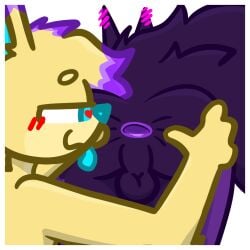 anthro anus ass backsack balls big_tail blue_nose blue_tongue blush blush_lines canid canine duo ear_blush fenjay fennec_fox fox fur genitals looking_at_anus male male/male mammal perineum purple_anus purple_body purple_fur roxo roxo_(artist) spread_anus spreading tail tongue tongue_out true_fox yellow_body yellow_fur
