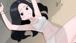 black_hair sera_(kieaker) white_panties white_topwear white_underwear