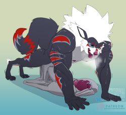 5_fingers ankle_tuft anthro arca arcanine balls big_balls big_penis black_sclera bodily_fluids exercise fingers gay gay_male generation_1_pokemon genital_piercing genitals glans glans_piercing hi_res homosexual homosexual_male huge_balls huge_cock hyper hyper_balls hyper_genitalia hyper_penis leg_tuft male male/male male_only male_penetrating muscular muscular_arms muscular_thighs nintendo nipples paws pecs penis penis_piercing piercing pokemon pokemon_(species) prince_albert_piercing push-up saggy_balls scrotum_flap snowmutt solo spermatic_cords sweat sweaty_arms tongue tuft