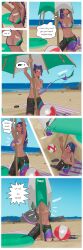 accidental_exposure beach bikini breasts cat_ears cat_tail comic embarrassed enf_bee female topless topless_female wardrobe_malfunction