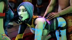 2girls 3boys 3d all_fours animated areolae borderlands borderlands_2 bouncing_breasts breasts doggy_style female from_behind gaige_(borderlands) grabbing_from_behind looking_at_another lordaardvark male maya_(borderlands) nipples no_sound open_mouth psycho_(borderlands) sex siren_(borderlands) source_filmmaker video