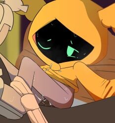 2boys anal anal_sex anon blurred_background blurry_background brown_skin cum cum_in_ass cum_inside cumming cumming_from_anal_sex cumming_in_ass cumming_while_penetrating dark-skinned_male dark_skin gay gay_sex green_eyes hidden_face hoodie hoodie_lift hoodie_only hoodie_up human humanoid long_sleeves male male/male male_only male_penetrated male_penetrating miruma_(rfujiyama2) naughtyfey obscured_eyes oc on_pillow pants_around_one_leg pants_down partially_clothed precum sandals sweat sweatdrop sweating underwear_around_one_leg yellow_hoodie