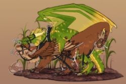 black_claws brown_body brown_fur claws cocodrops_(artist) dragon duo female feral fur furred_dragon furred_scalie green_body green_eyes green_scales horn male male/female membrane_(anatomy) membranous_wings mythological_creature mythological_scalie mythology penetration pink_tongue scales scalie tongue vaginal_penetration vaginal_penetration white_claws white_horn wings