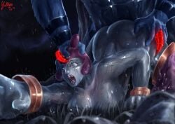 1boy 1girls abs medicham muscular_female pokemon raped toxicroak yultzr