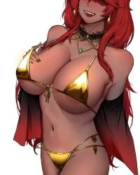 aliciaxlife bikini breasts dark-skinned_female dark_skin female gold_jewelry green_eyes indie_virtual_youtuber jewelry mouse mouse_ears mouse_girl queen rat rat_girl rat_tail red_hair solo solo_female virtual_youtuber vtuber youtuber