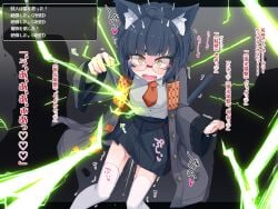 animal_ear_fluff animal_ears black_hair black_skirt cat_ears cat_girl cat_tail coat commentary_request drooling female female_ejaculation forced_orgasm glasses grey_coat grey_shirt heart heart_in_mouth highres long_sleeves miniskirt necktie ogami_kazuki open_mouth original paid_reward_available pleated_skirt red_necktie saliva shirt short_hair skirt solo sound_effects tail tearing_up teeth thighhighs translation_request variant_set white_thighhighs yellow_eyes