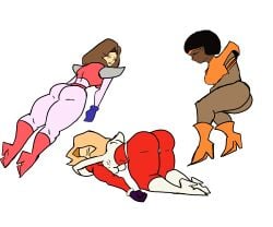 3girls afro afro_hair amateur_artist armor armored_boots armored_gloves ass blonde_hair blonde_hair_female bodysuit boots briefs closed_eyes clothed_sex defeat defeated f-zero face_down faint fainted female gloves jody_summer kate_alen knocked_out kreteny long_hair long_hair_female lying lying_down lying_on_stomach mrs._arrow multiple_girls nintendo on_front on_stomach tagme thong trio trio_focus trunks trunks_(clothing) unconscious