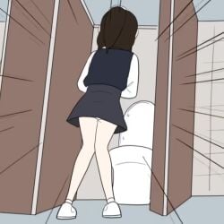 brown_hair kieaker lia_(kieaker) panties pantsu toilet underwear white_underwear
