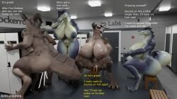 16:9 3d_(artwork) anthro arthurjames ass bench big_breasts bodily_fluids breasts canid canine canis claws crocodilian cum cum_in_vagina cum_inside deathclaw detailed_background dialogue digital_media_(artwork) duo english_text extreme_size_difference fallout female female_penetrated fox fox_mccloud fur genital_fluids genitals green_body group hair hi_res horn huge_breasts kroxigor kroxigor_(vulgarvictor) larger_female lizardman lizardman_(warhammer) locker_room male male/female male_penetrating mammal microsoft mommyclaw_(vulgarvictor) muscular nintendo nipples nude on_bench open_mouth penetration penile penis reptile scales scalie sex sitting size_difference smaller_male smile standing star_fox tail teeth text vaginal_penetration vaginal_penetration vulva warhammer_(franchise) warhammer_fantasy wide_hips widescreen