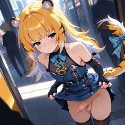 1boy ai_generated ass balls cat_ears cat_tail crossdressing femboy feminine_male gay gay_sex girly hoyoverse ian8766_(artist) ju_fufu ju_fufu_(zenless_zone_zero) male male/male male_focus male_only mihoyo neko penis precum public public_nudity rule_63 self_upload sissy sweat testicles trap yaoi zenless_zone_zero