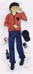 blush body_pillow bodypillow flustered kevin_spencer kevin_spencer_(series) nervous_expression solo solo_male staring_at_viewer