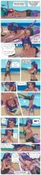 beach bikini bikini_top breasts cat_ears cat_tail covering covering_breasts embarrassed enf_bee female