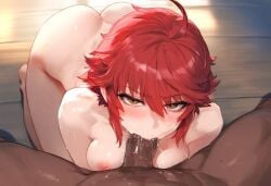 ai_generated axiah big_ass big_butt big_hips blowjob blowjob_face blush hinoka_(fire_emblem) naked_female nude_female small_breasts