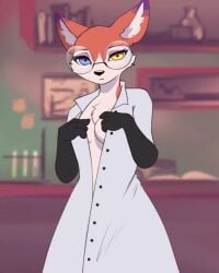anthro fox freeedon furry glasses lab_coat lehnah teasing warcraft