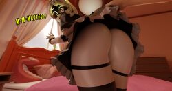 3d anon armac104 ass_focus big_ass blender disassembly_drone english_text female glasses human lifting_clothing maid murder_drones murder_drones_x_humans v_(murder_drones) white_hair yellow_eyes