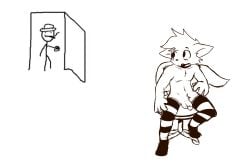 2d absurd_res anthro anthro_male are_ya_winning_son artist_request boykisser caught caught_in_the_act clothing feline femboy hi_res legwear legwear_only leionfire male mammal meme operario_juniors penis thigh_highs