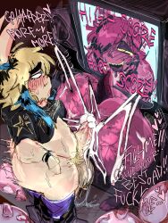 alice_(nonbatnary) anal anal_sex anthro anthro_on_anthro anthro_penetrated anthro_penetrating anthro_penetrating_anthro ass balls bat big_balls big_butt big_penis black_highlights blonde_hair blue_highlights blush blush_lines bodily_fluids bottom_heavy bottomwear bottomwear_down braces clothed clothing cum cum_in_ass cum_inside cumshot demi_(gat0pussy24) dialogue ejaculation english_text erection fangs femboy freckles fur gat0pussy24 genital_fluids genitals ghost glory_hole gynomorph_(lore) hair hair_over_eye hi_res highlights_(coloring) huge_balls huge_butt huge_cock humanoid_genitalia humanoid_penis lagomorph leporid looking_pleasured male male/male male_penetrated male_penetrating male_penetrating_male mammal nonbinary_(lore) open_mouth open_smile orgasm pants pants_down partially_clothed pear-shaped_figure penetration penile penile_penetration penis penis_in_ass pubes purple_body purple_fur purple_hair rabbit sex shirt shorts smile spirit stubble t-shirt teapot_(body_type) tears teary_eyes teeth text thick_thighs tied_ears tongue tongue_out topwear vein veiny_penis white_body white_fur wide_hips