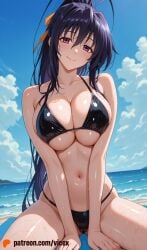 1girls 2026 ai_assisted ai_generated akeno_himejima anime athletic_body beach big_breasts bikini black_bikini blue_sky breasts bust female hair_ribbon high_school_dxd large_breasts long_hair looking_at_viewer outdoors ponytail purple_eyes sea slim_body smile solo_female swimsuit thighs vicex violet_hair water